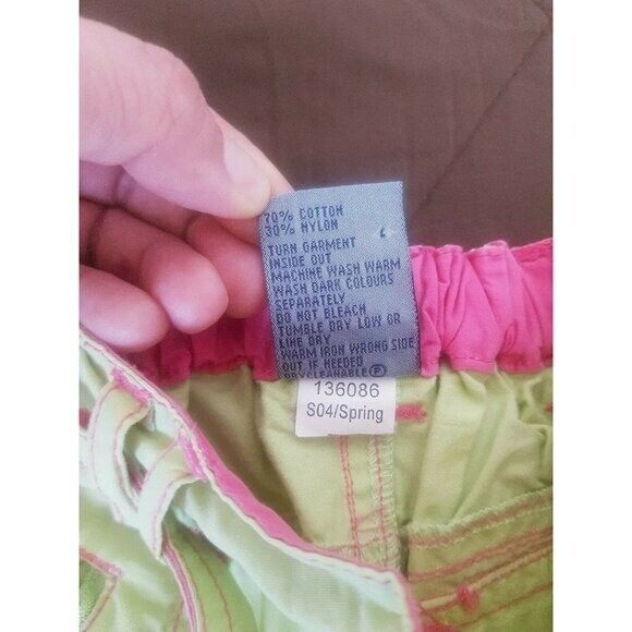Pumpkin Patch pants Size 4 Khaki Green Pink Flowers Embroidery Easter Spring - Picture 10 of 12